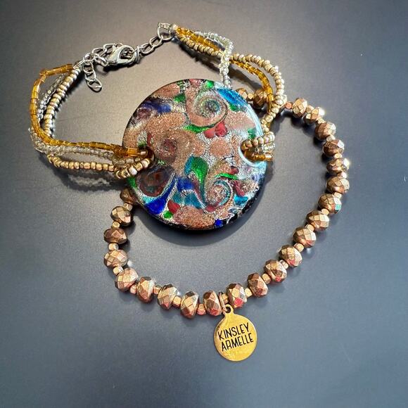 Gorgeous Pair of Colorful Artisan Glass Beaded Bracelets - Picture 3 of 8